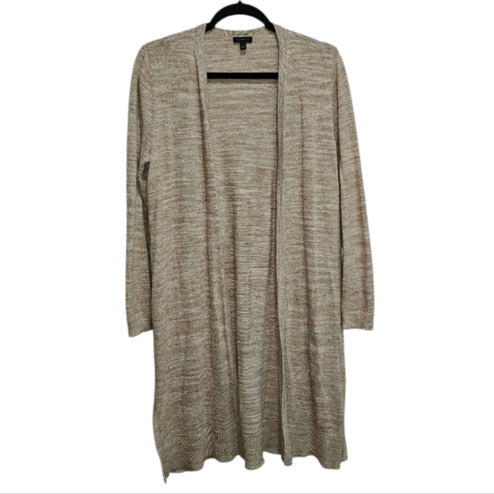 Talbots Women's Size Large Long Line Open Cardigan Sweater Duster Heathered